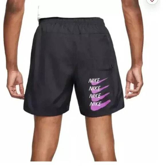 Nike Black Medium Wash Drawstring Geometric Athletic Shorts Size Large - Picture 1 of 7